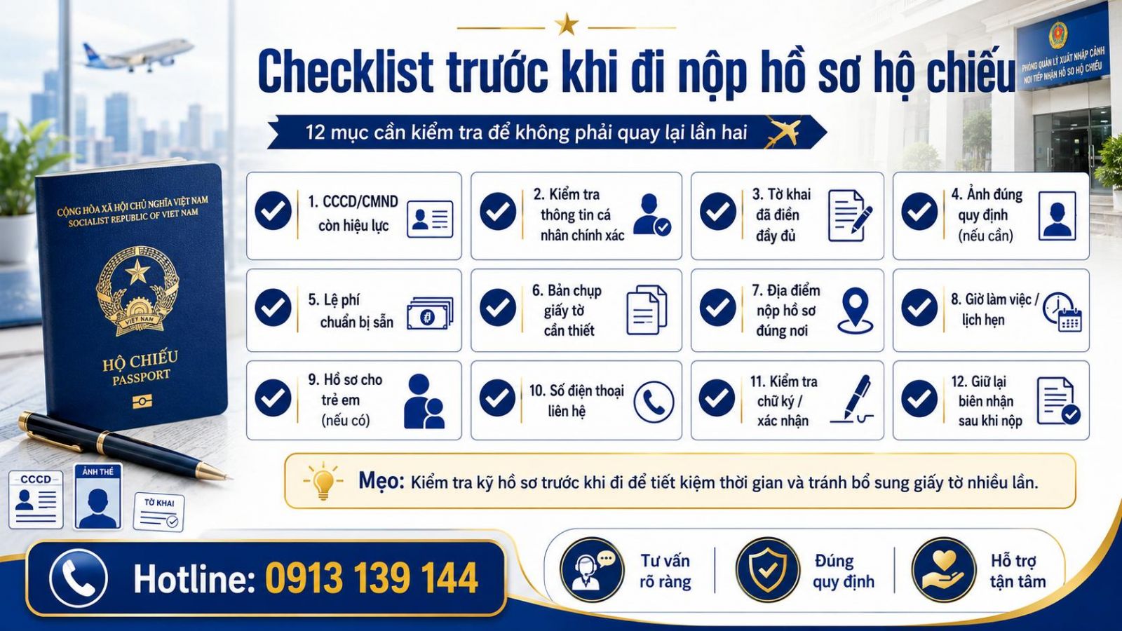 Checklist trước khi đi nộp hồ sơ hộ chiếu
