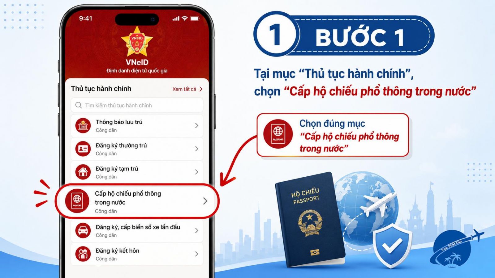 chọn cấp hộ chiếu phổ thông trong nước trên app VNeID